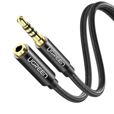 Ugreen UG60847AV118TK 2M màu đen 3.5mm 3 ngấn nối dài Cáp âm thanh dây bện nylon 50cm hỗ trợ micro - HÀNG CHÍNH HÃNG