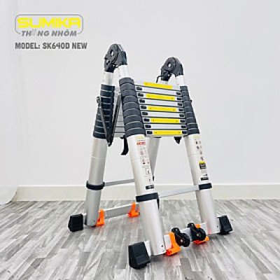 Thang nhôm rút đôi SUMIKA SK640D NEW (3.2M+3.2M) - rút chữ I cao 6.4m, rút chữ A cao 3.2m, tải trọng 300kg