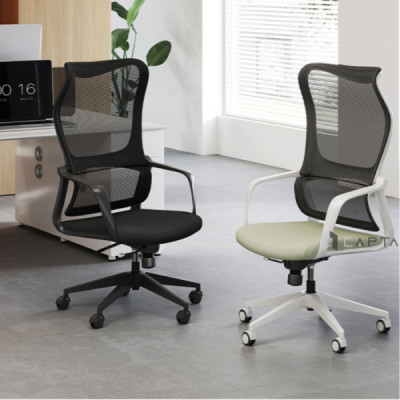 Ghế văn phòng hiện đại lưng cao CM4546-2M Nội thất Capta Ghế làm việc kiểu dáng hiện đại khung nhựa màu xám chân xoay nâng hạ gật gù hàng nhập khẩu