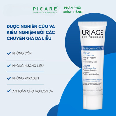 Uriage Bariéderm Repairing Cica-Cream: Kem Chăm Sóc Da Kích Ứng (40 ml)