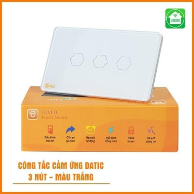 Công tắc cảm ứng Hunonic Datic 3 Nút kết nối Wifi điều khiển mọi thiết bị từ xa qua điện thoại