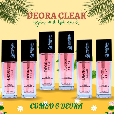 COMBO 6 Lọ Xịt Khử Mùi DEORA CLEAR Quyên Lara 50ml, Khử Mùi Hôi Nách, Ngăn Tiết Mồ Hôi