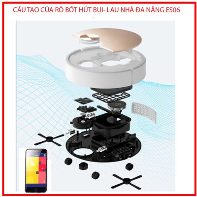 Robot Hút Bụi Lau Nhà, Máy Hút Bụi Thông Minh,Thiết kế nhỏ gọn làm sạch các vị trí khó như gầm giường ,tủ , ghế sofa . Hàng Nhập Khẩu