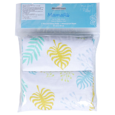 Bộ 2 tấm lót chống thấm vải sợi tre cho bé 60x90 Mamaru MA-LOT60X90 - Diệt khuẩn, hút ẩm tốt, kháng tia UV
