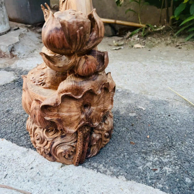 Tượng phật bà quan âm bồ tát gỗ bách xanh thơm phức kt cao 40×23×18cm 