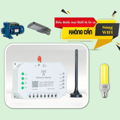Công Tắc Thông Minh Dùng Sim Hunonic Noma 4CH - 4 Kênh 500W/Kênh - Điều Khiển Từ Xa Bằng Điện Thoại - Công nghệ 4.0
