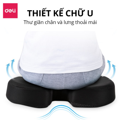 Đệm Ghế Văn Phòng Deli - Thiết Kế 3D, Bọc Xốp Cao Cấp Chống Mỏi Lưng, Đau Xương Cụt, Thoát Vị Đĩa Đệm, Dành Cho Người Bị Trĩ