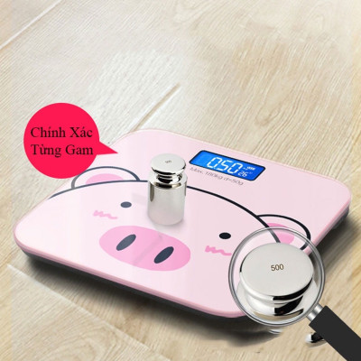 Cân điện tử sức khỏe ,Cân điện tử gia đình nhỏ gọn ,đô chính xác cao ,bền đẹp ,hình chú heo hồng xinh xắn Cute 