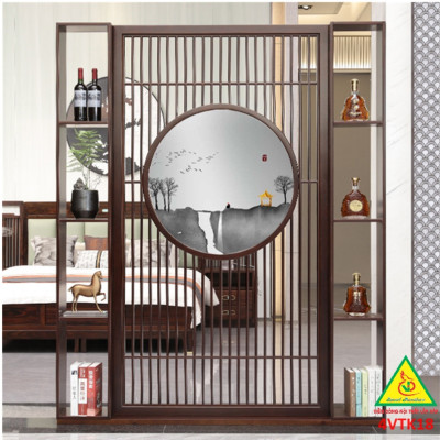 Vách ngăn phòng khách, vách ngăn tủ kệ bằng gỗ 4VTK18 - NỘI THẤT LẮP RÁP VIENDONGADV