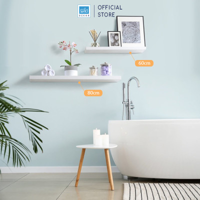 [Mua 3 giảm 25%] Kệ Treo Tường Màu Trắng Gỗ Chống Ẩm 25mm, Kết Cấu Chịu Lực Âm Tường Thương Hiệu SIB Decor KT005