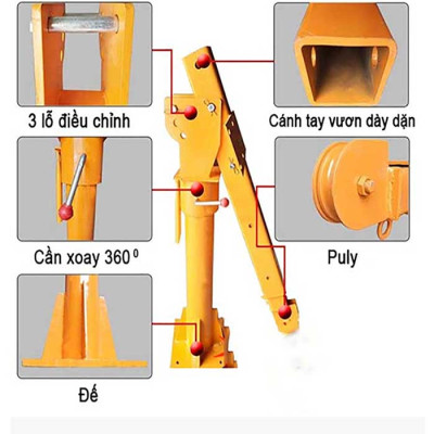 Cẩu xoay 360 độ ABG 500/1000kg cần cẩu xe tải xoay chuyên dùng để lắp đặt trên xe ô tô nâng hạ hàng hóa chính hãng