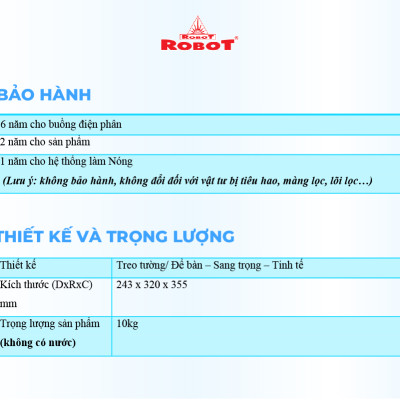 Máy Lọc Nước Điện Giải Nóng Thông Minh ROBOT IonSmart 911 Nóng Thông Minh Tạo 11 Loại Nước Điện Giải - Hàng Chính Hãng