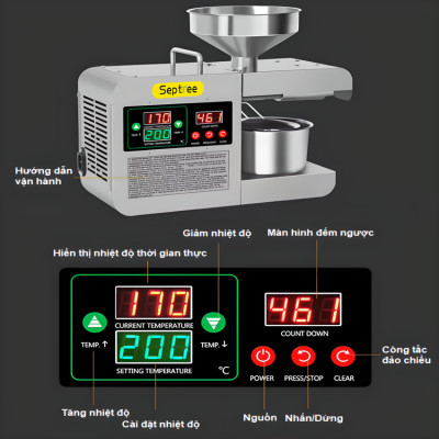 Máy ép dầu thực vật Septree X8S dùng trong gia đình Thương hiệu Mỹ, Ép 4-6kg/1 giờ - Hàng Nhập Khẩu, Bảo Hành 1 Năm
