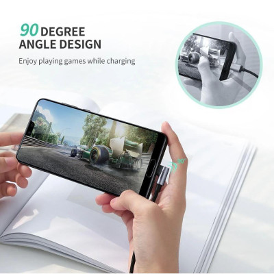 Ugreen UG70255US284TK 3M màu đen cáp USB đầu Type-C bẻ góc 90 độ 3A - HÀNG CHÍNH HÃNG