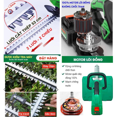 Máy cắt tỉa hàng rào cắt cây cảnh WORKFIX chính hãƞg - Động cơ lõi đồng 100% - chân pin phổ thông