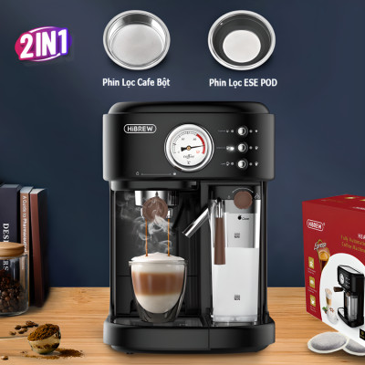 Máy pha cà phê Espresso chuyên nghiệp, thương hiệu Mỹ HiBREW cao cấp H8A, 1250W, 19 Bar - Bảo hành 12 Tháng, Hàng chính hãng