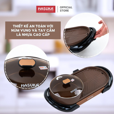Bếp lẩu nướng đa năng HASUKA HSK-366LN 2in1 nướng, lẩu đồng thời, lòng nồi chống dính Ceramic an toàn - HÀNG CHÍNH HÃNG