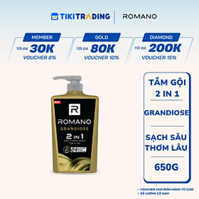 Tắm gội 2in1 hương nước hoa Romano Grandiose 650g