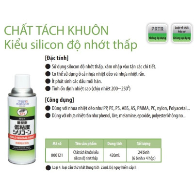 Dung dịch tách khuôn silicon JIP121- ICHINEN Nhật Bản (420ml) - Dùng cho nhựa nhiệt dẻo và nhựa nhiệt rắn