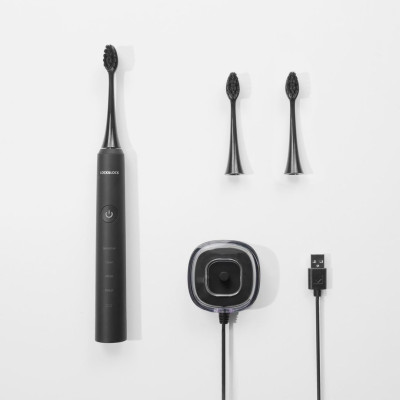 Bàn chải đánh răng điện Lock&Lock ENR346 sạc không dây - Hàng chính hãng, lông bàn chải bằng sợi Dupont mềm, 4 chế độ làm sạch, có chế độ hẹn giờ thông minh, khả năng chống nước cao - Tặng ống hút và cọ rửa