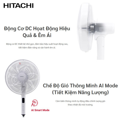 Quạt đứng 7 cánh Hitachi LF-D6RC công suất 24W kèm khiển từ xa - Hàng chính hãng