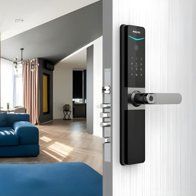 [ PHILIPS ] Bộ khóa cửa thông minh [ Gateway điều khiển từ xa, vân tay, thẻ từ, mật khẩu và chìa cơ ] Chính hãng-DDL610-5HBS 