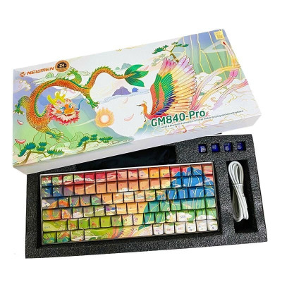 Bàn phím cơ không dây Newmen GM840 Pro (Rồng & Phượng ) KailhBox Hush V3/ Super Silent - Hàng Chính Hãng 