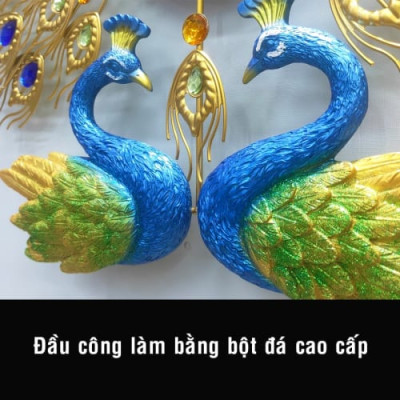 Đồng Hồ Con Công Treo Tường Chim Khổng Tước Vàng DTN009 kim trôi không gây tiếng động trang trí phòng khách