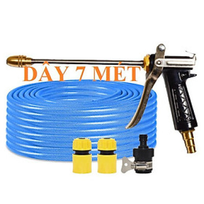 Bộ dây vòi xịt nước ️ , tăng áp 3 lần, loại 7m,10m 206318 đầu đồng,cút,nối đen + túi đựng bút