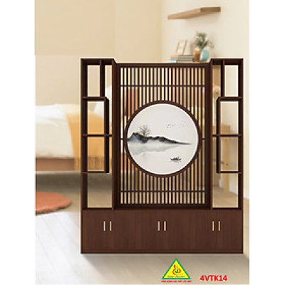 Vách ngăn phòng khách, vách ngăn tủ kệ bằng gỗ 4VTK14 - Nội thất lắp ráp Viendong adv