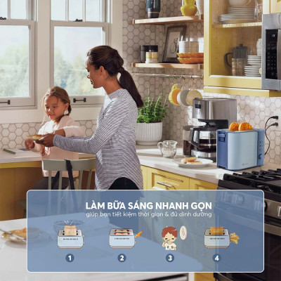 Máy nướng bánh mì Elmich TTE-8580, công suất 800W, 6 mức nhiệt điều chỉnh, 2 chế độ hâm nóng và rã đông, 1 khay treo bánh mì nướng thông minh, 2 khe nướng giúp nướng được các lát bánh có độ dày và kích cỡ khác nhau  - Hàng chính hãng