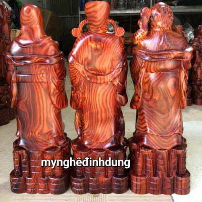 Bộ tượng phật tam đa phúc lộc thọ bằng gỗ trắc kt cao 30x11x9cm 