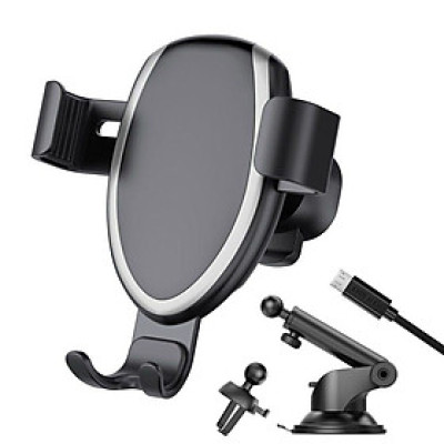 Bộ giá đỡ điện thoại Choetech T536 tích hợp sạc không dây dùng kẹp khe gió hoặc dán taplo trên ô tô (hàng chính hãng)