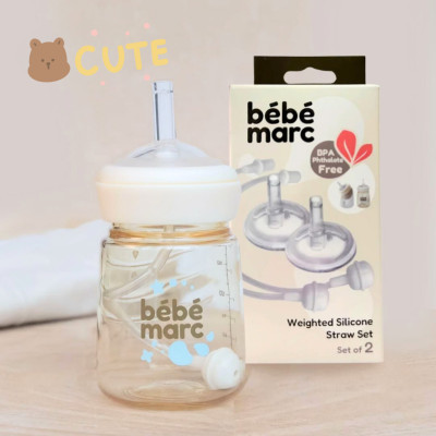 Ống Hút Silicone Có Bi Trọng Lực Bébémarc  - Giúp Bé Uống Dễ Dàng Ở Mọi Góc Độ (Set 2 cái)