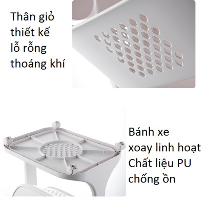 Kệ Đựng Đồ Đa Năng 3 Tầng, 2 Tầng Có Bánh Xe, Kệ Đa Năng Đựng Đồ, Rổ Đựng Quần Áo 3 Tầng 2 Tầng Có Bánh Xe