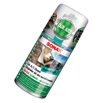 Chai xịt khử mùi và khử trùng máy lạnh mùi Ocean-Fresh Sonax 323600 100ml - làm sạch bầu không khí trong xe, bảo vệ sức khỏe, loại bỏ vi khuẩn gây hại