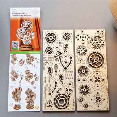 Mô hình cơ khí - Ugears Steampunk Clock - Đồng hồ Steam, Hàng chính hãng UGEARS, nhập khâu nguyên bộ từ EU, mô hình lắp ráp 3D, DYI