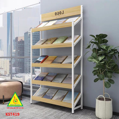 Kệ trưng bày sản phẩm, hàng hóa , kệ trang trí khung sắt mặt gỗ KST419- Nội thất lắp ráp Viễn Đông Adv