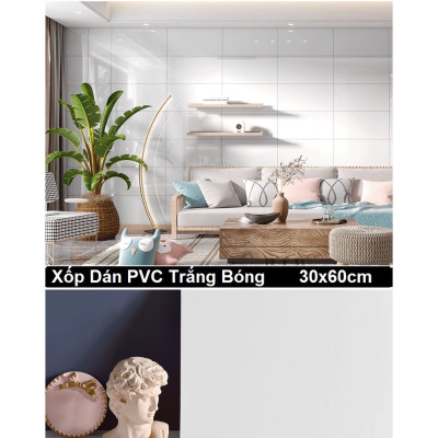 Bộ 20 Tấm Xốp Dán Tường 3D PVC Lá Xanh 60x30cm Keo Sẵn Dày 2,5mm Cao Cấp, Sang trọng