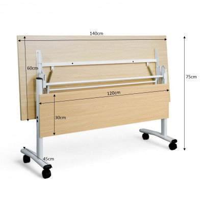 Bàn học gấp gọn chân sắt TF2002-14W Nội thất Capta Bàn làm việc xếp gọn mặt gỗ MDF 1m4 dày 25 mm màu tự nhiên đẹp mắt chân sắt sơn tĩnh điện màu đen gấp gọn tiết kiệm không gian tại tphcm