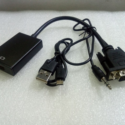 Bộ cáp chuyển đổi tín hiệu từ cổng VGA sang HDMI có âm thanh kèm theo cáp Micro USB - Hàng chính hãng