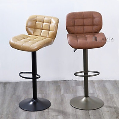 Ghế quầy đảo bếp màu nâu bò chân đen CB2303A-P Nội thất Capta Ghế quầy tiếp khách nệm PVC màu nâu bò màu nâu đậm chân tăng giảm màu đen bar chair hcm 