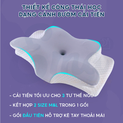 Gối công thái học EMA thế hệ thứ 2 - Chống đau cổ vai ngáy, chống ngủ ngáy, hỗ trợ ngủ nhanh