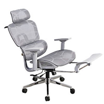 Ghế làm việc chống đau lưng màu xám CR4332-2M Nội thất Capta Ghế văn phòng công thái học hỗ trợ cột sống lưng nệm lưới thoáng khí màu xám chân xoay thép mạ chrome Luxury office chair