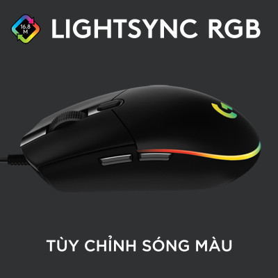 Chuột game có dây Logitech G203 Lightsync - Tùy chỉnh RGB, 6 nút lập trình, nhẹ, 8000 DPI, PC/Mac - Hàng chính hãng