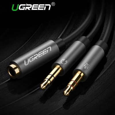 Ugreen UG20899AV140TK 20CM màu Đen Dây chuyển âm thanh 3.5mm âm sang Jack Mic + Loa dương - HÀNG CHÍNH HÃNG