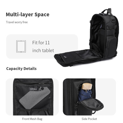 Ozuko Túi Đeo Vai Nam Dung Tích Lớn Nhiều Túi Khóa Chống Trộm Túi Đeo Ngang Chống Thấm Nước