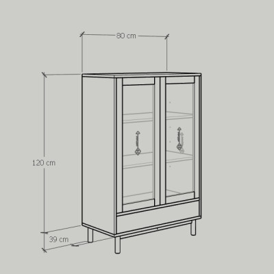 [Happy Home Furniture] CATY , Kệ sách 3 tầng cửa kính 1 ngăn kéo - chân sắt ,  80cm x 39cm x 120cm (DxRxC), KSA_022