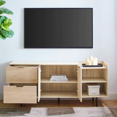 Kệ gỗ tivi phòng khách kết hợp giá sách SMLIFE Tomoyo