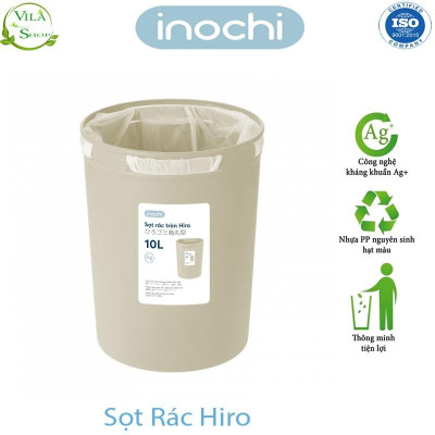 Thùng Đựng Rác, Giỏ Rác - Sọt Rác Tròn Hiro 5L-10L-15L Inochi Có Cài Túi Rác Đa Năng Tiện Lợi